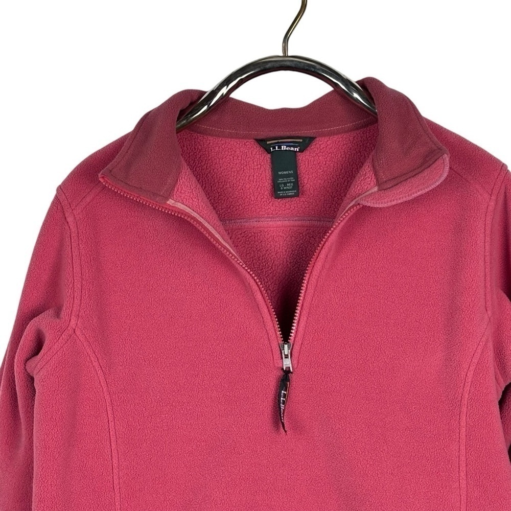 LL BEAN 0WN37 QUARTER ZIP ORANGE RED FLEECE PULLOVER SWEATSHIRT JACKET - Picture 6 of 13